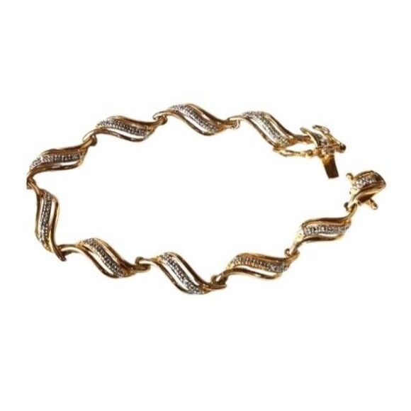 Diamond Accent Tennis Fancy Link Bracelet Tri Tone 18k  Silver  Plated PAJBB QVC - Picture 11 of 11